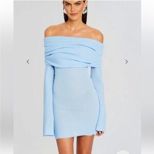 SER.O.YA | Dresses | New Nwt Seroya Galli Mini Dress Powder Blue Long  Sleeve | Poshmark